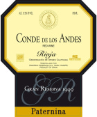 Paternina Conde de los Andes Gran Reserva 1999 Front Label