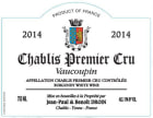 Jean-Paul Droin Chablis Vaucoupin Premier Cru 2014 Front Label