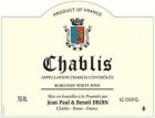 Jean-Paul Droin Chablis 2012 Front Label