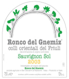 Ronco del Gnemiz Sauvignon Sol 2003 Front Label