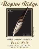Raptor Ridge Yamhill Springs Vineyard Pinot Noir 2007 Front Label