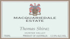 Macquariedale Estate Thomas Shiraz 2006 Front Label