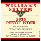 Williams Selyem Vista Verde Vineyard Pinot Noir 2015 Front Label