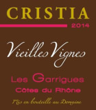 Domaine de Cristia Cotes du Rhone les Garrigues Vieilles Vignes 2014 Front Label
