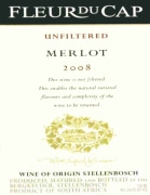 Fleur du Cap Unfiltered Merlot 2008 Front Label