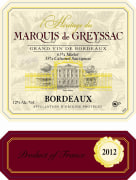 UniVitis Bordeaux L'Heritage du Marquis de Greyssac 2012 Front Label