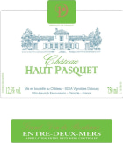 Vignobles Dubourg Bordeaux Chateau Haut Pasquet Blanc 2015 Front Label