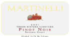 Martinelli Three Sisters Vineyard Pinot Noir 2001 Front Label