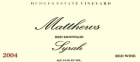 Matthews Winery Syrah 2004 Front Label