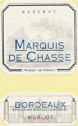 Marquis de Chasse Bordeaux Rouge Reserve 2001 Front Label