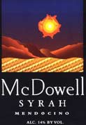 McDowell Syrah 2002 Front Label