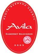 Avila Winery Cabernet Sauvignon 2003 Front Label