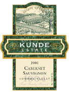 Kunde Cabernet Sauvignon 2001 Front Label