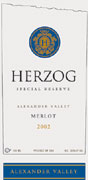 Baron Herzog Merlot (OU Kosher) 2002 Front Label