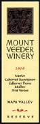 Mount Veeder Winery Reserve Cabernet Sauvignon 2000 Front Label