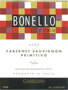 Bonello Cabernet Sauvignon/Primitivo 2003 Front Label