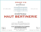 Chateau Bertinerie Blanc 2014 Front Label