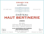 Chateau Bertinerie Blanc 2008 Front Label