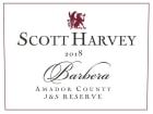 Scott Harvey J and S Reserve Barbera 2018  Front Label