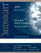 Midnight Cellars Winery Mare Nectaris Reserve 2003 Front Label