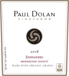 Paul Dolan Vineyards Organically Grown Zinfandel 2018 Front Label