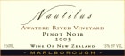 Nautilus Awatere River Vineyard Pinot Noir 2003  Front Label