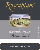 Rosenblum Cellars Rhodes Vineyard Petite Sirah 2005  Front Label