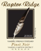 Raptor Ridge Yamhill Springs Vineyard Pinot Noir 2008  Front Label