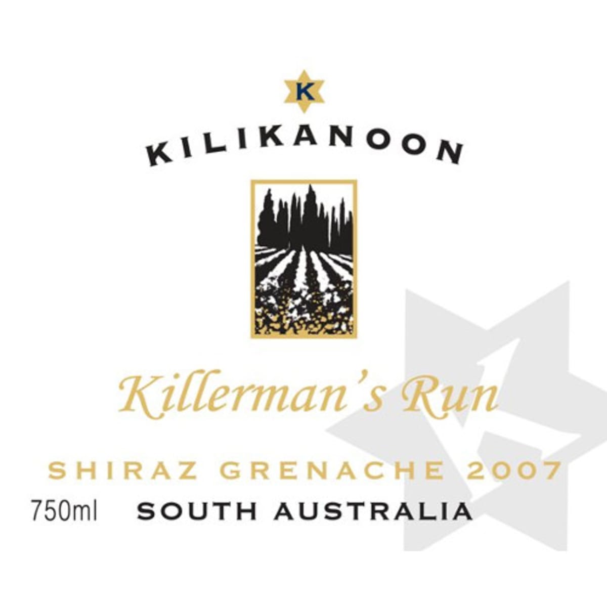 Kilikanoon Killerman's Run Shiraz/Grenache 2007 Front Label