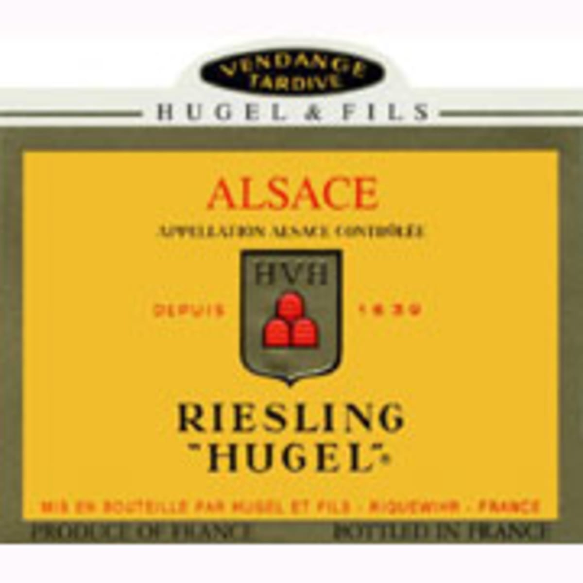 Hugel Vendange Tardive Riesling 2001 Front Label