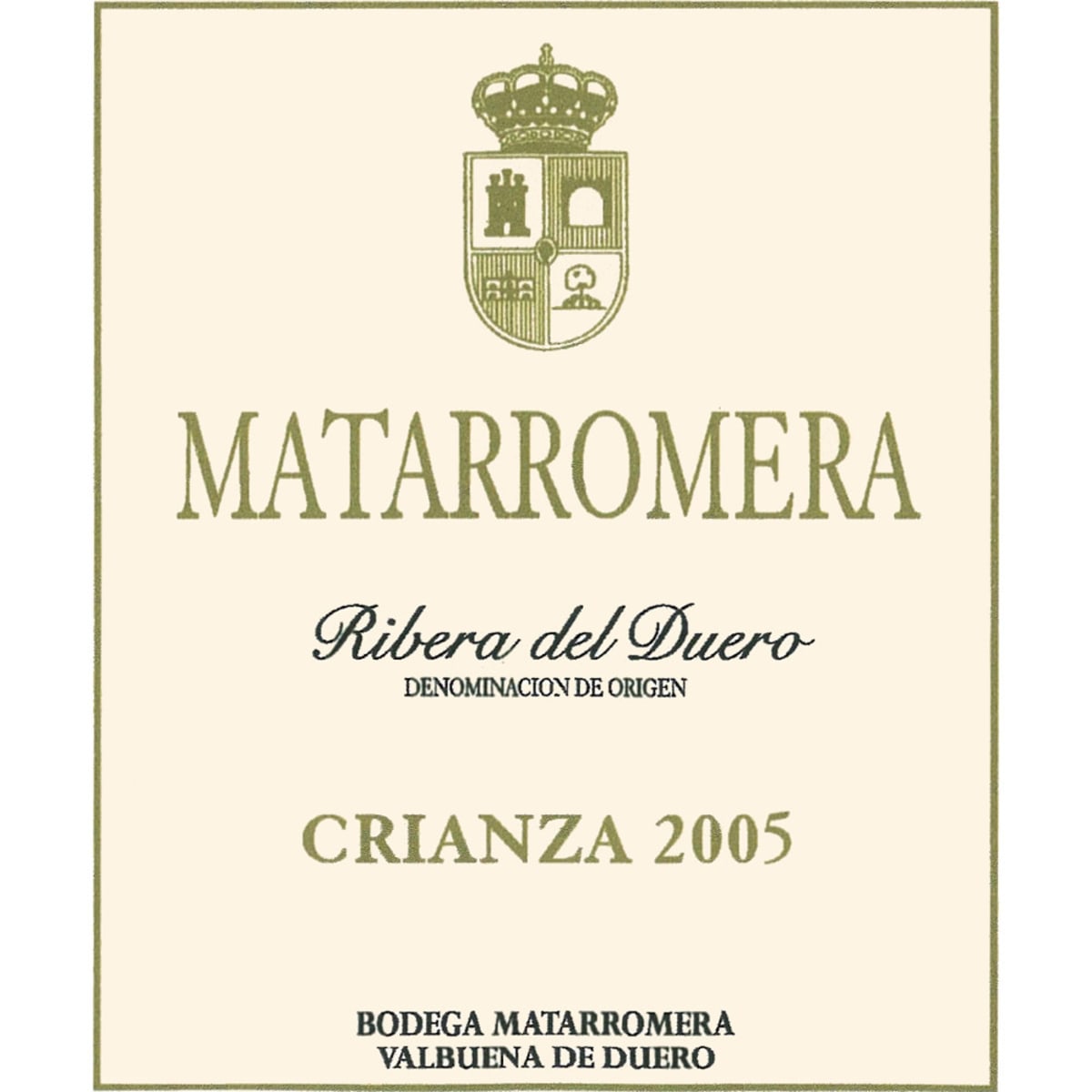Bodegas Matarromera Crianza 2005 Front Label