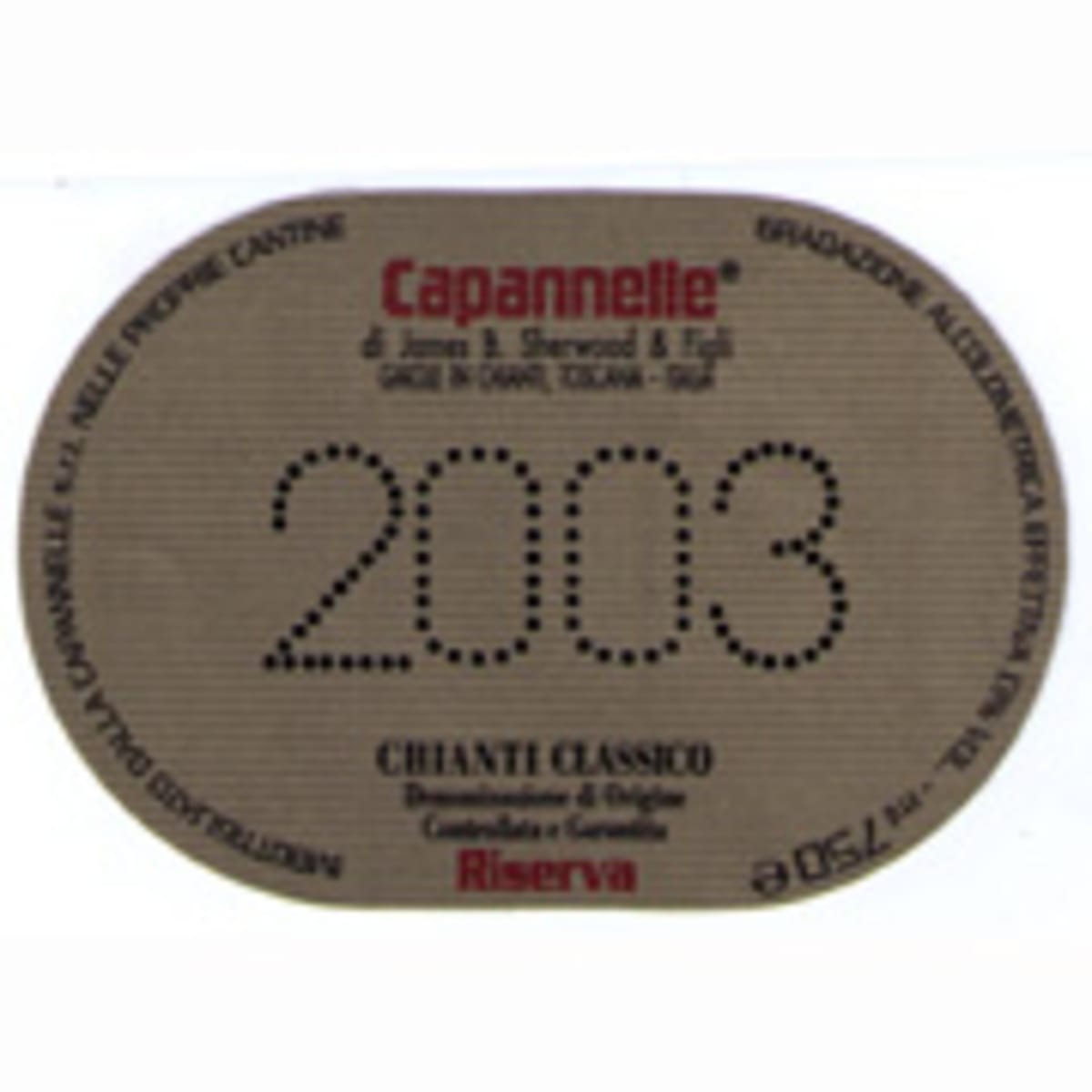 Capannelle Chianti Classico Riserva 2003 Front Label