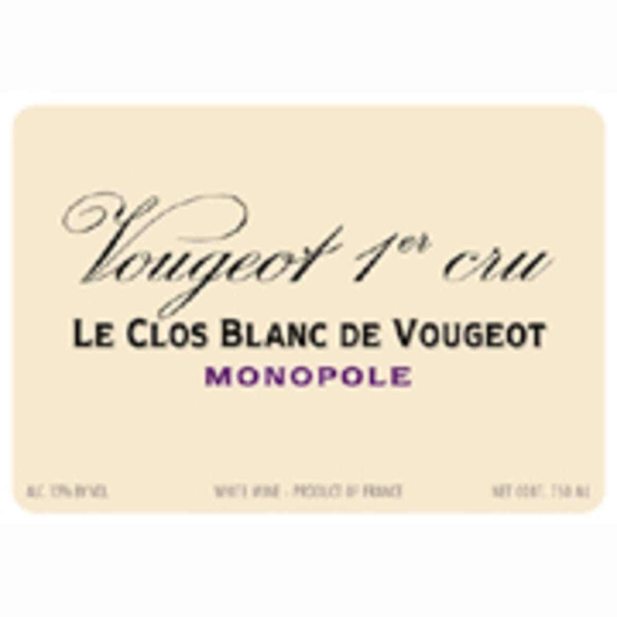 Domaine de la Vougeraie Vougeot Le Clos Blanc de Vougeot Monopole Premier Cru 2003 Front Label