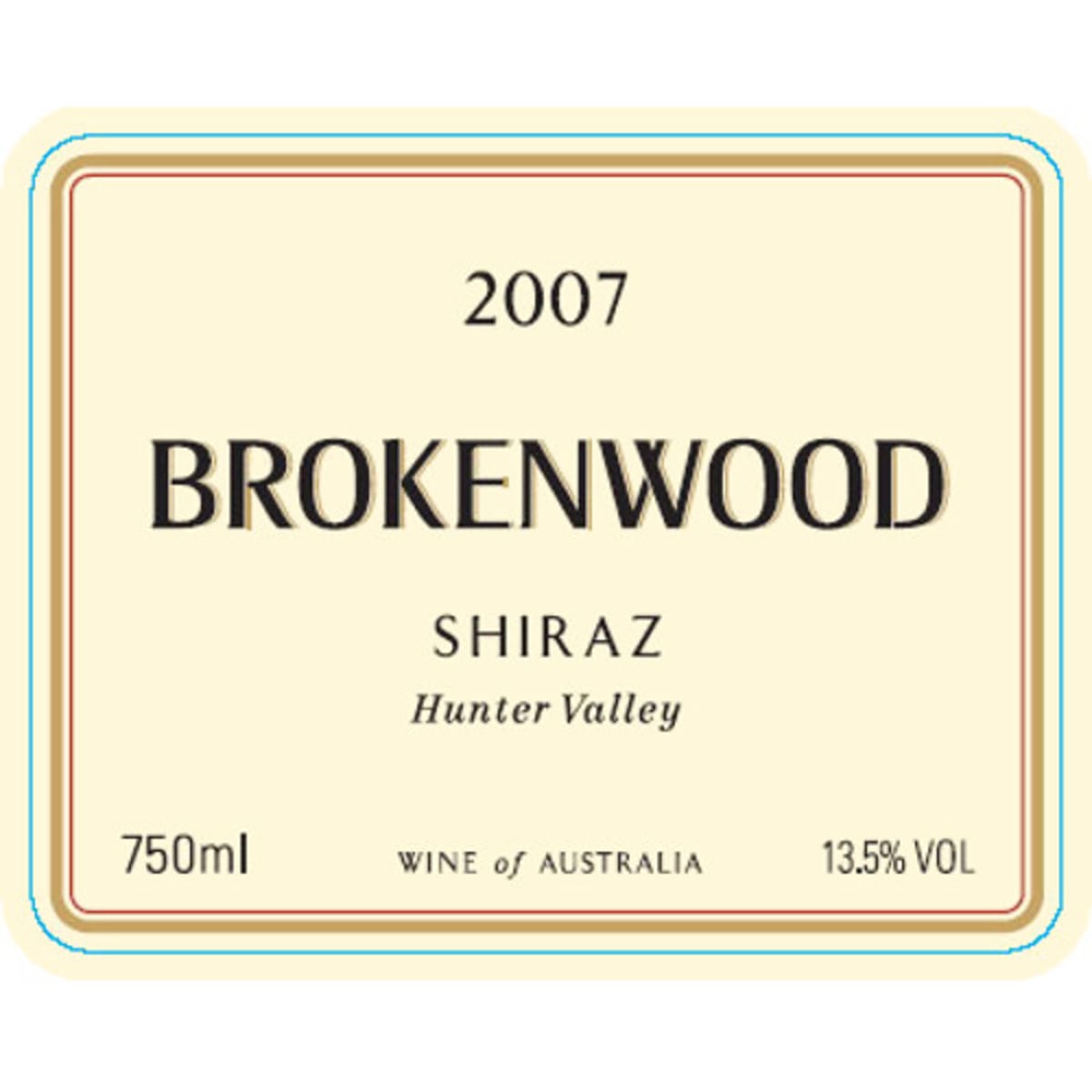 Brokenwood Hunter Valley Shiraz 2007 Front Label