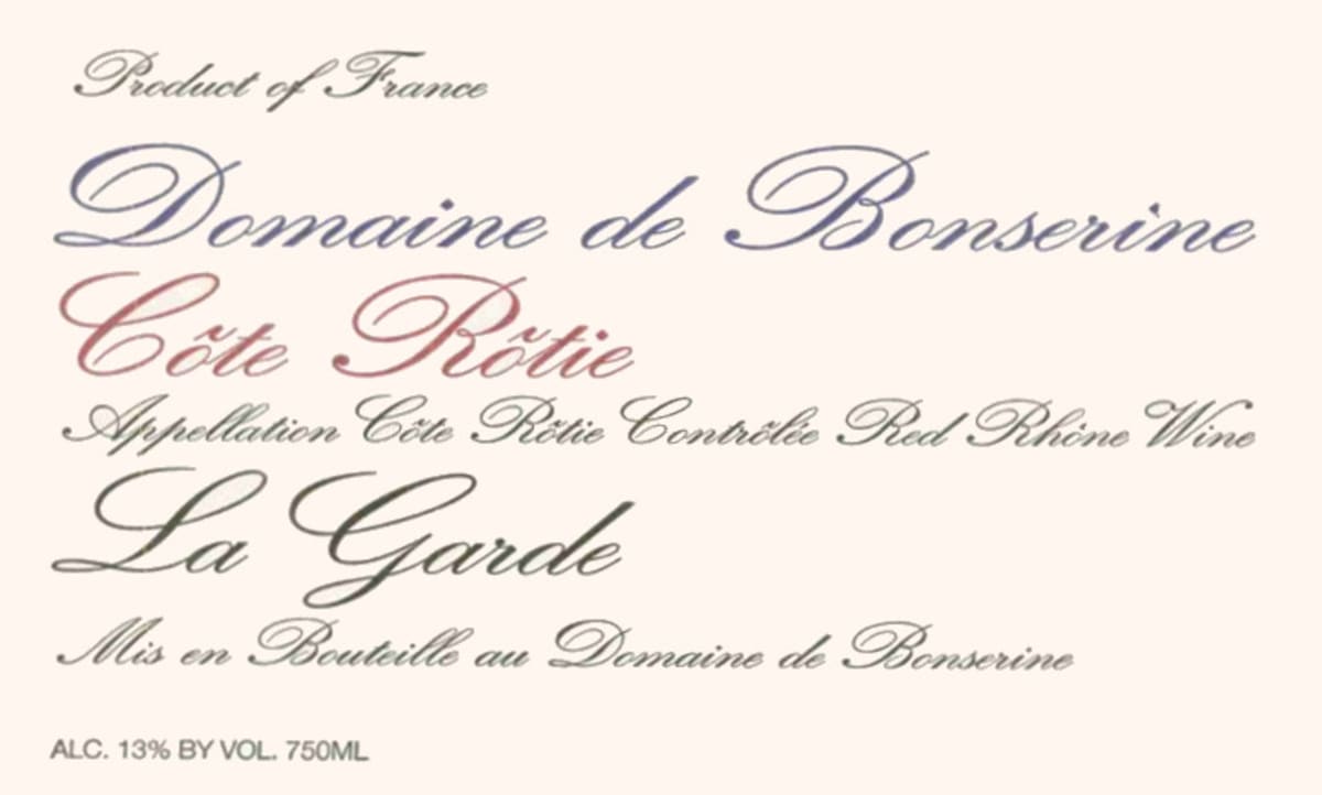 Domaine de Bonserine Cote Rotie La Garde 2004 Front Label