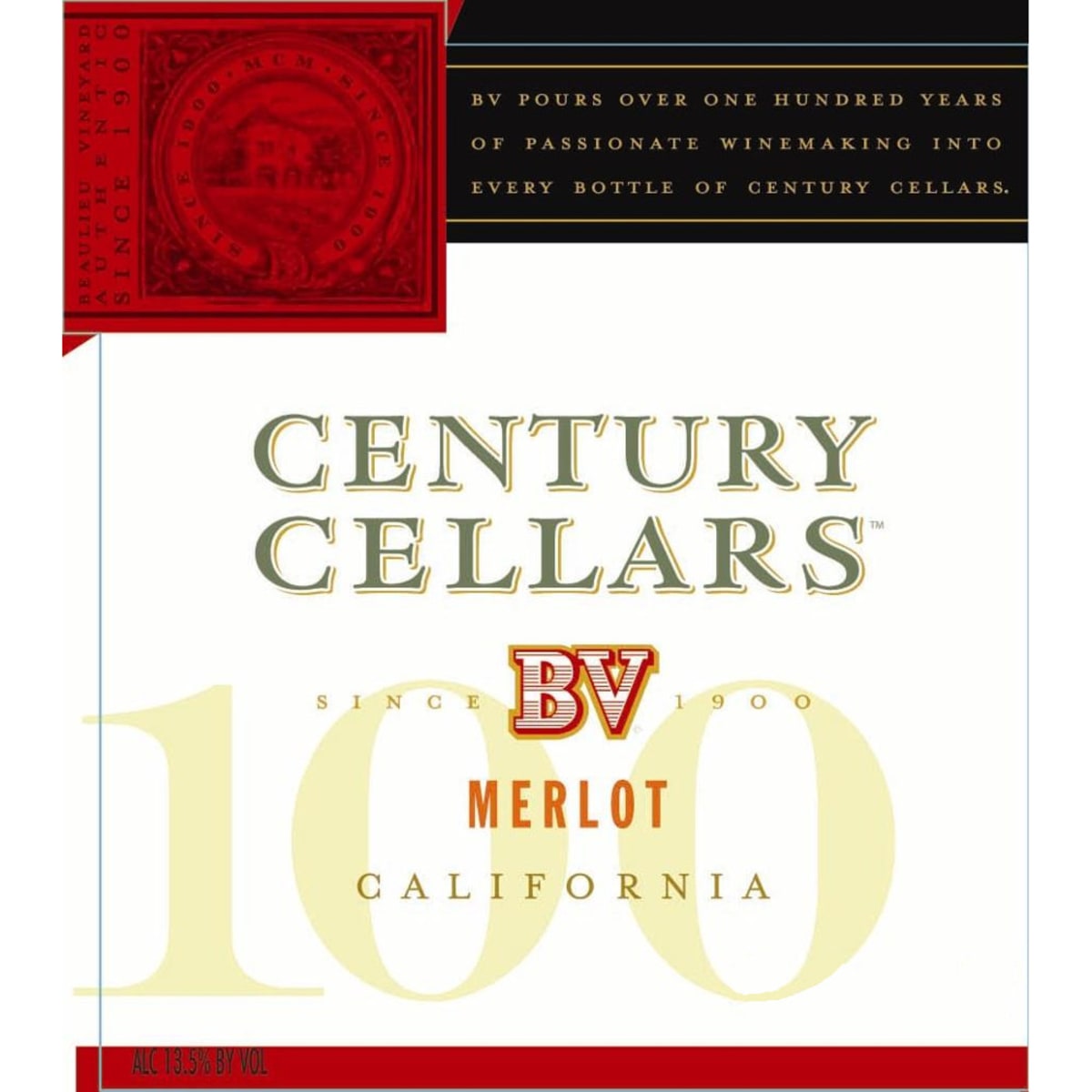 BV Century Cellars Merlot 2008 Front Label