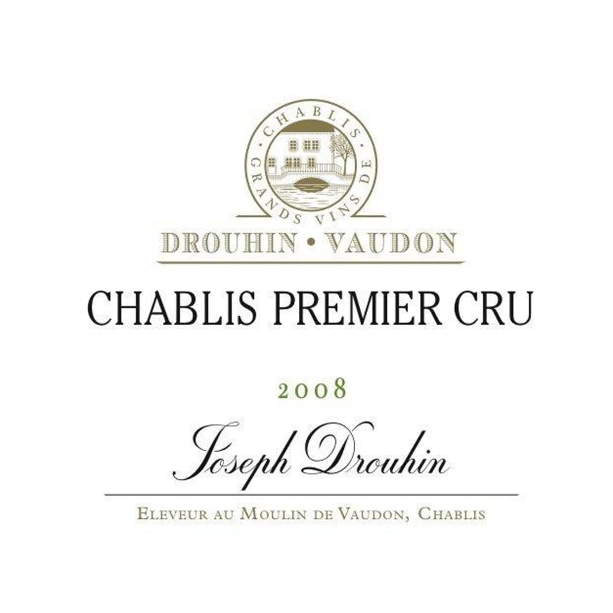 Domaine Drouhin Vaudon Chablis Premier Cru 2008 Front Label