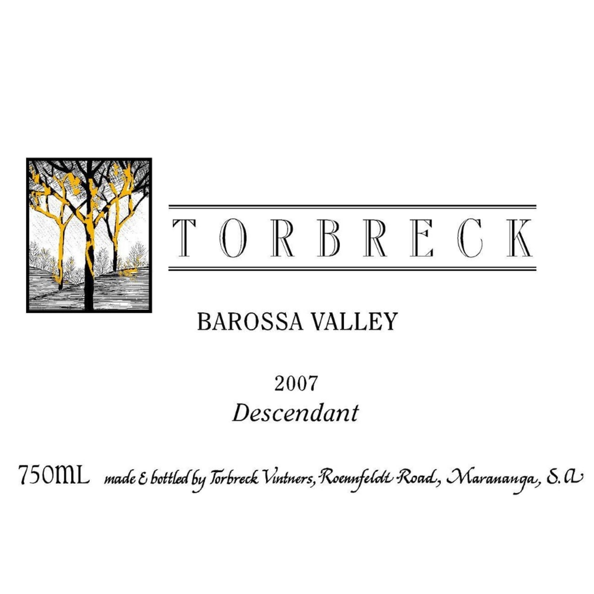 Torbreck Descendant Shiraz 2007 Front Label