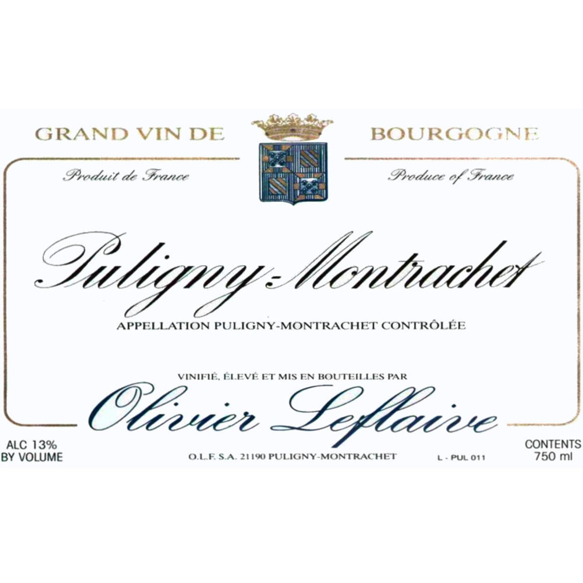 Olivier Leflaive Puligny-Montrachet 2008 Front Label