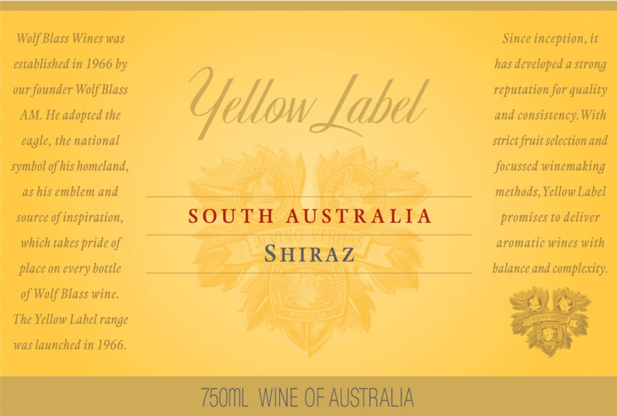 Wolf Blass Yellow Label Shiraz 2008 Front Label