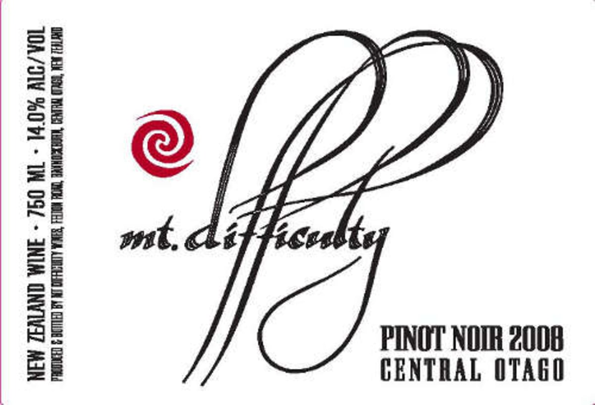 Mt Difficulty Pinot Noir Estate (375ML half-bottle) 2008 Front Label