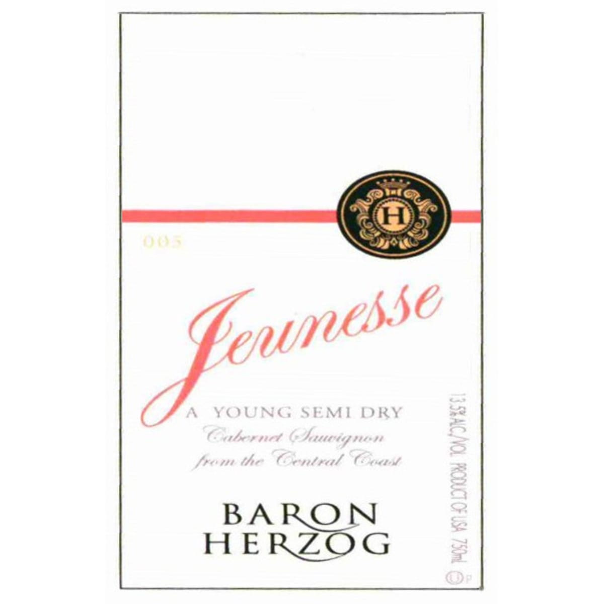 Jeunesse Semi-dry Cabernet Sauvignon (OU Kosher) 2010 Front Label