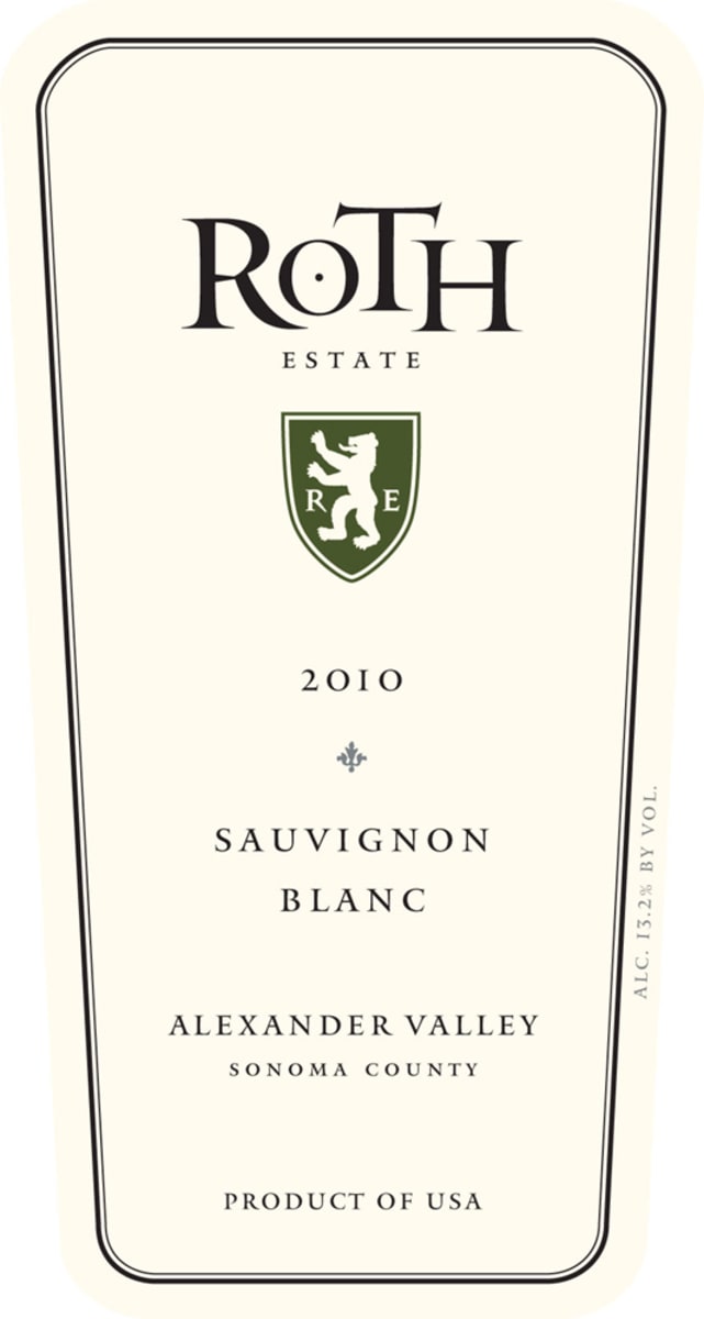 Roth Estate Alexander Valley Sauvignon Blanc 2010 Front Label