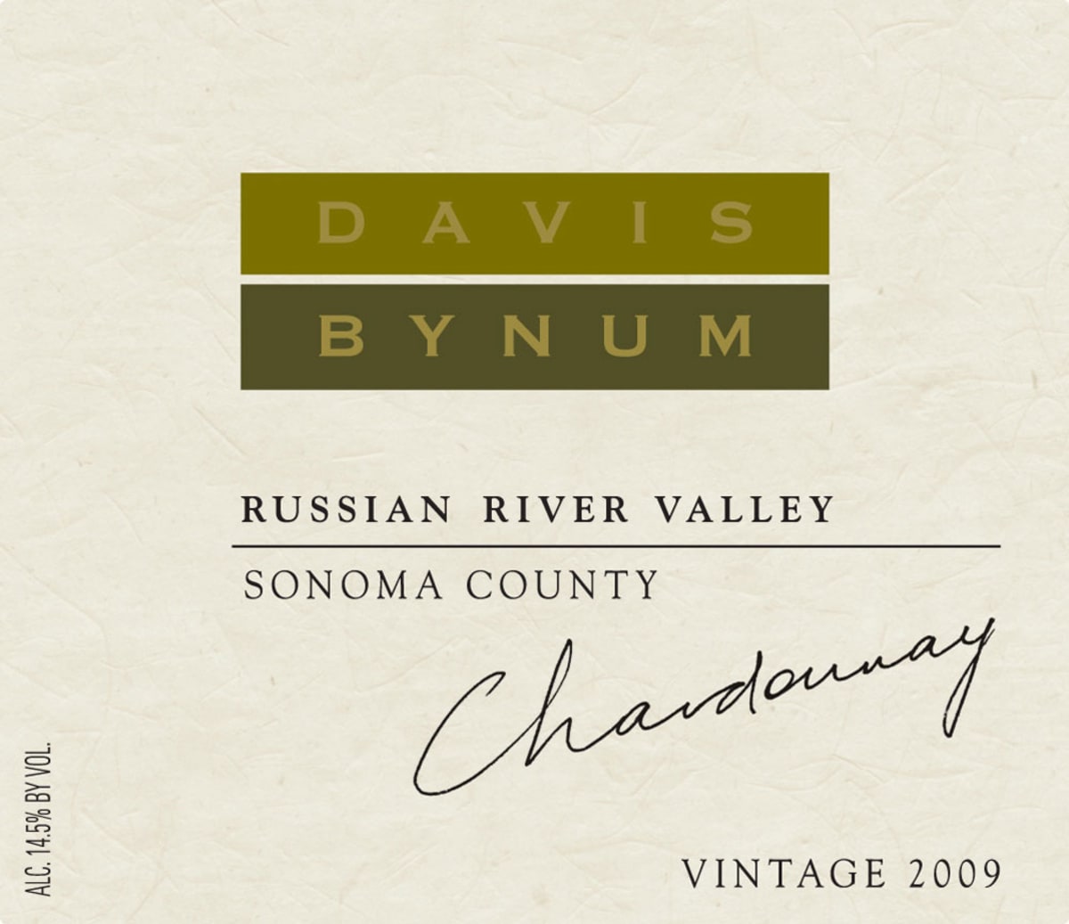 Davis Bynum Chardonnay 2009 Front Label