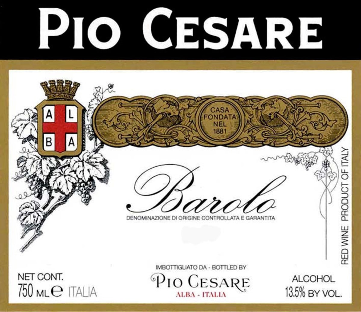 Pio Cesare Barolo (375ML half-bottle) 2007 Front Label
