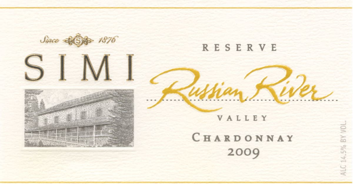 Simi Russian River Reserve Chardonnay 2009 Front Label