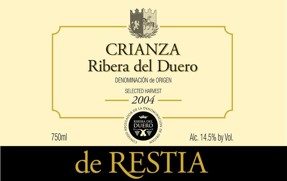 Resalte de Penafiel de Restia Crianza Selected Harvest 2004 Front Label