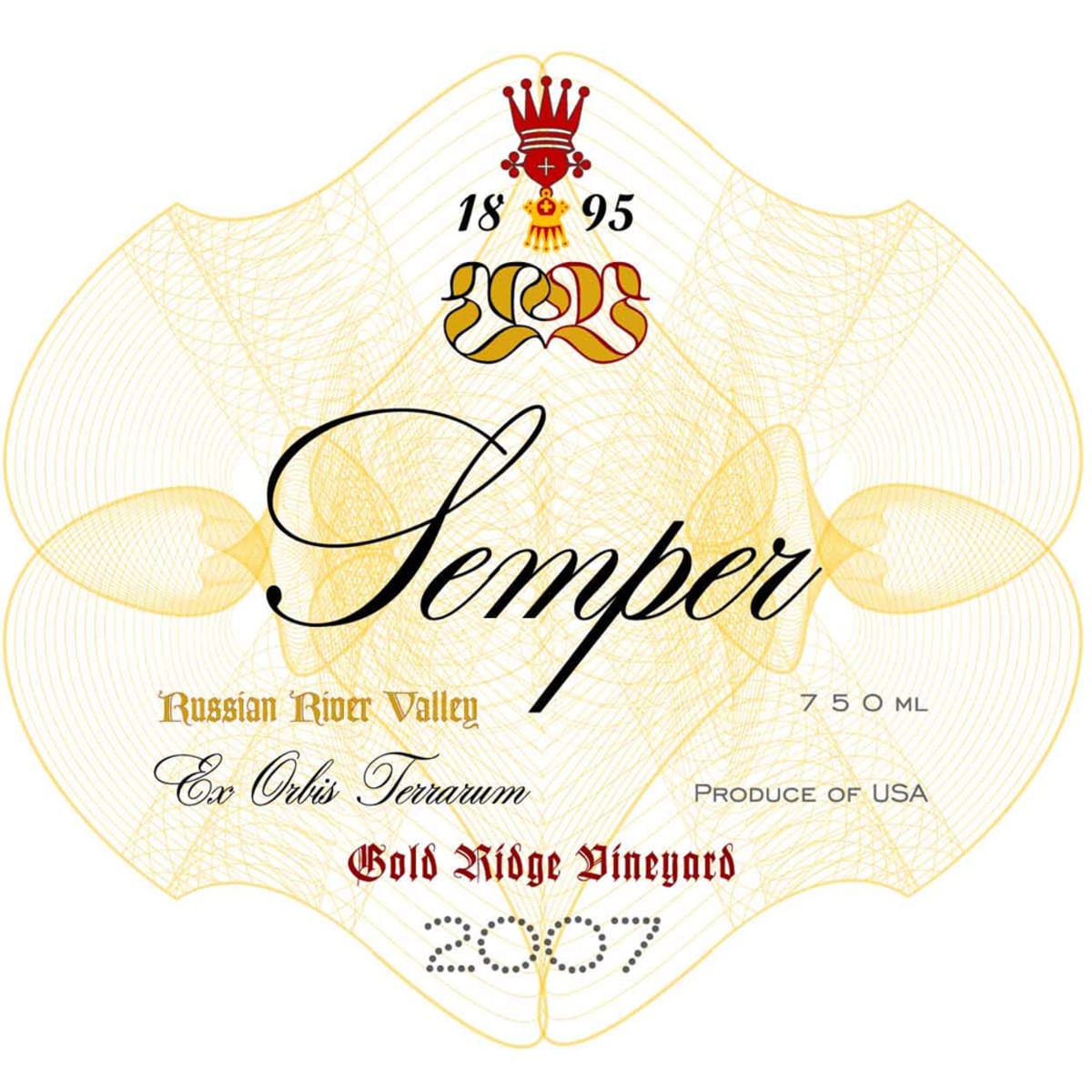 Semper Gold Ridge Pinot Noir 2007 Front Label