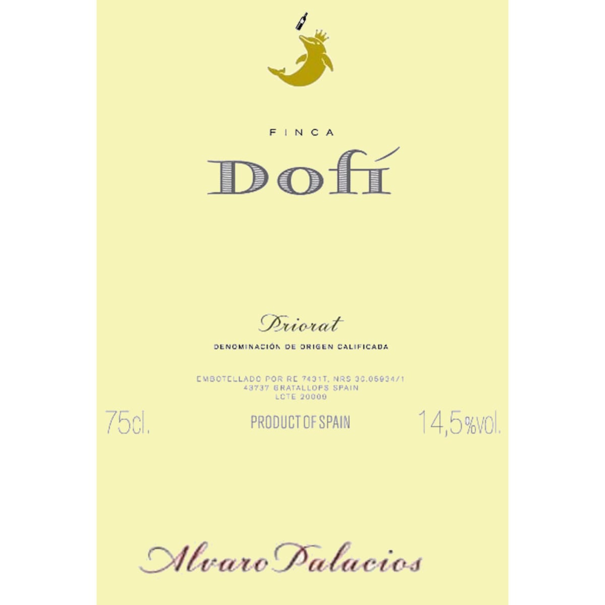 Alvaro Palacios Finca Dofi Priorat 2009 Front Label