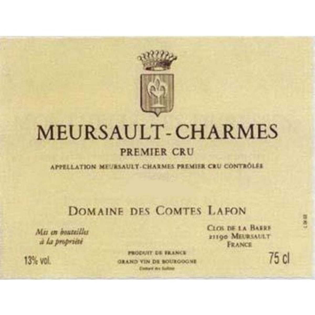 Domaine des Comtes Lafon Meursault Charmes 2006 Front Label